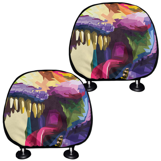Colorful Tyrannosaurus Rex Print Car Headrest Covers