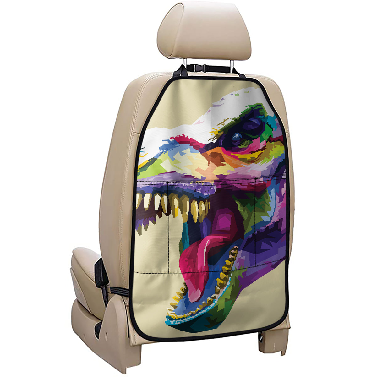 Colorful Tyrannosaurus Rex Print Car Seat Organizers