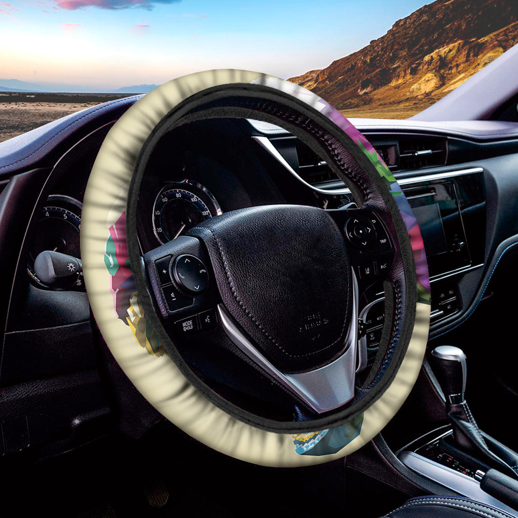 Colorful Tyrannosaurus Rex Print Car Steering Wheel Cover