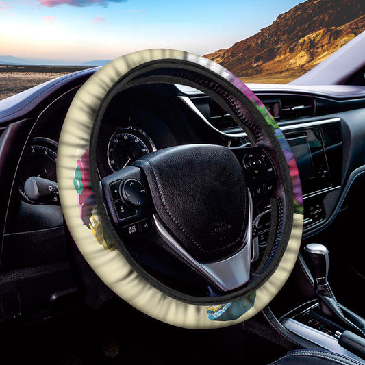 Colorful Tyrannosaurus Rex Print Car Steering Wheel Cover
