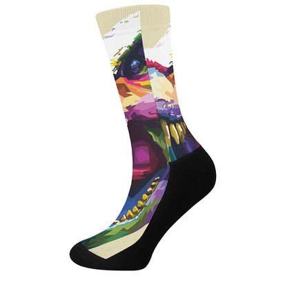 Colorful Tyrannosaurus Rex Print Crew Socks