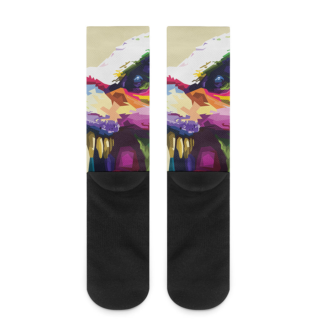 Colorful Tyrannosaurus Rex Print Crew Socks