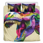 Colorful Tyrannosaurus Rex Print Duvet Cover Bedding Set
