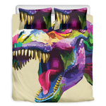 Colorful Tyrannosaurus Rex Print Duvet Cover Bedding Set