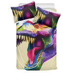 Colorful Tyrannosaurus Rex Print Duvet Cover Bedding Set
