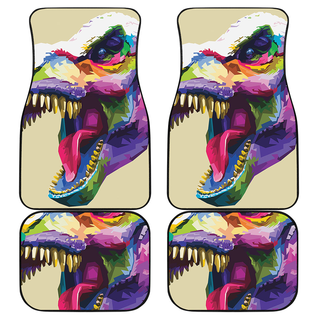 Colorful Tyrannosaurus Rex Print Front and Back Car Floor Mats