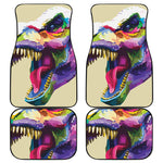 Colorful Tyrannosaurus Rex Print Front and Back Car Floor Mats