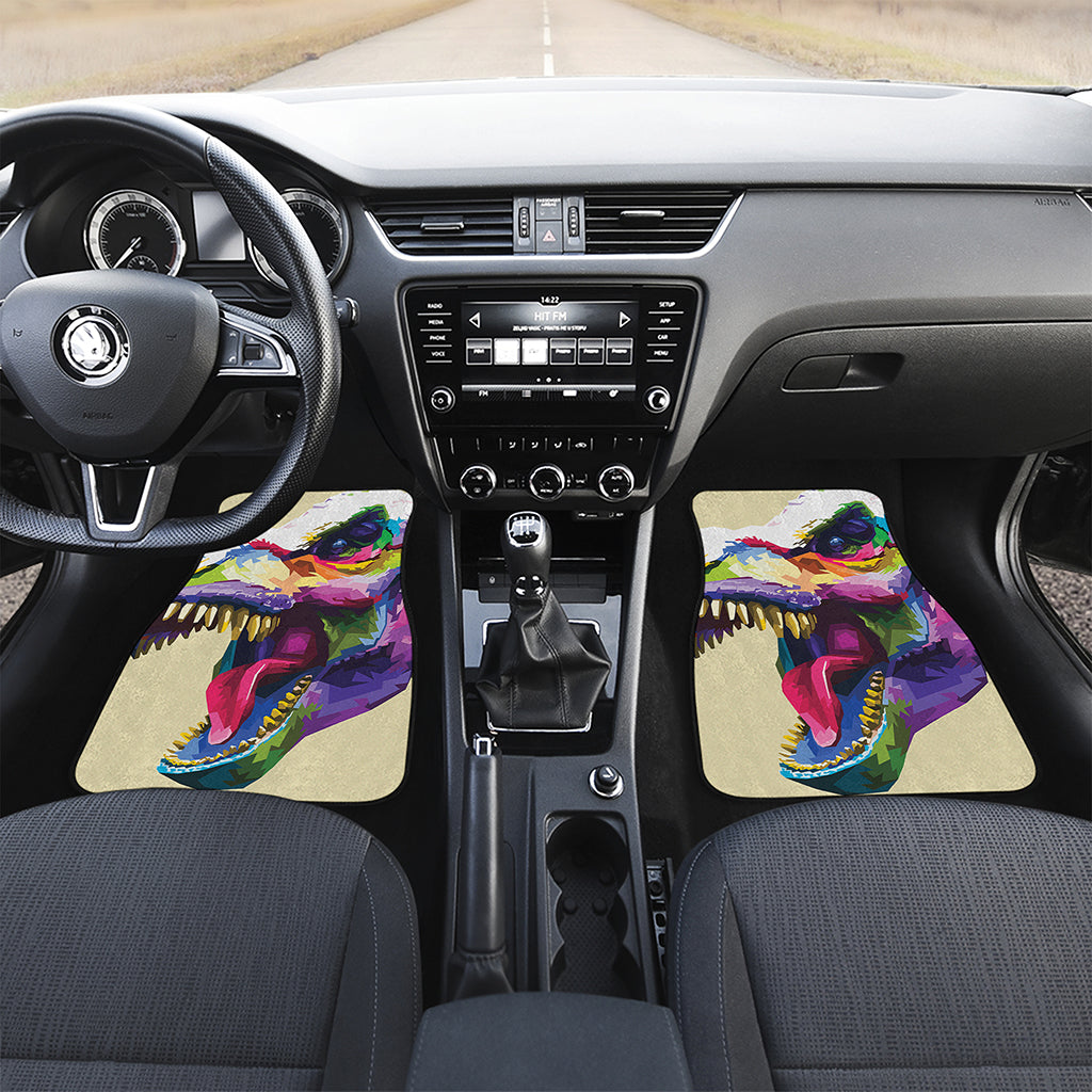 Colorful Tyrannosaurus Rex Print Front and Back Car Floor Mats