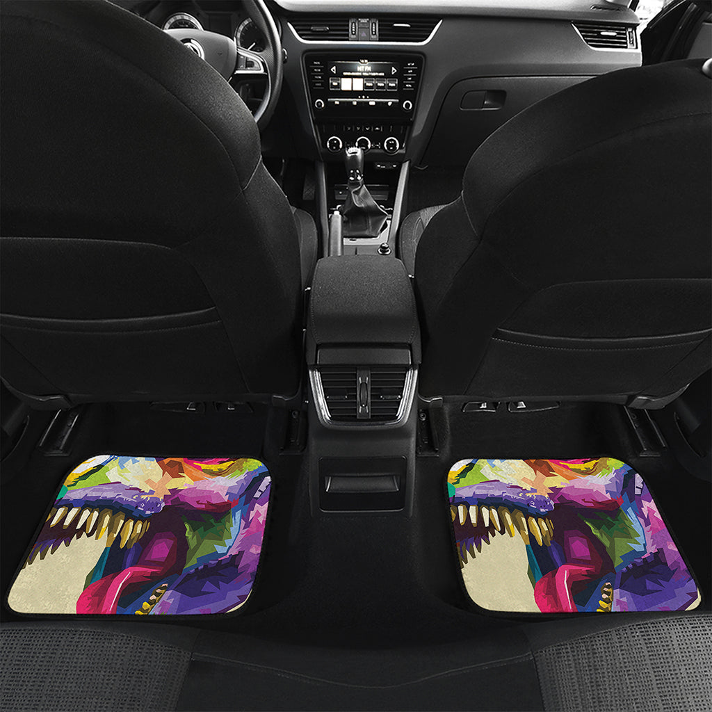 Colorful Tyrannosaurus Rex Print Front and Back Car Floor Mats