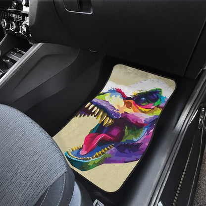 Colorful Tyrannosaurus Rex Print Front and Back Car Floor Mats