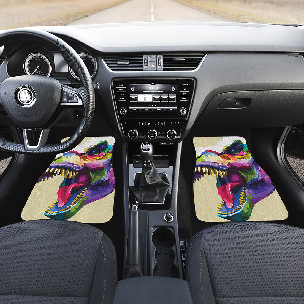 Colorful Tyrannosaurus Rex Print Front Car Floor Mats
