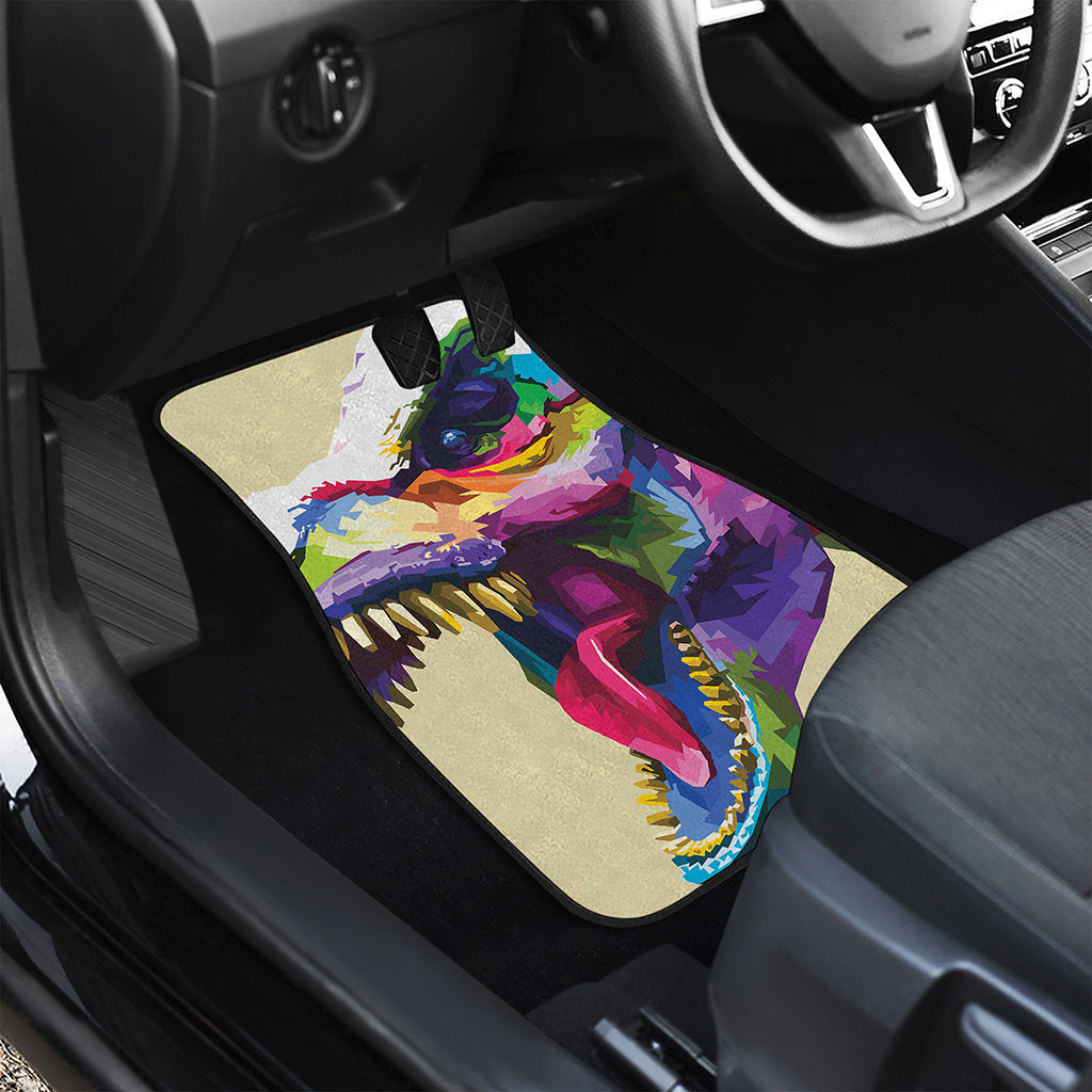 Colorful Tyrannosaurus Rex Print Front Car Floor Mats