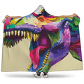 Colorful Tyrannosaurus Rex Print Hooded Blanket