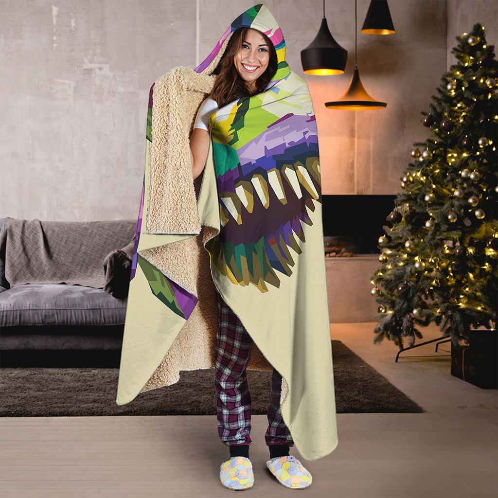 Colorful Tyrannosaurus Rex Print Hooded Blanket