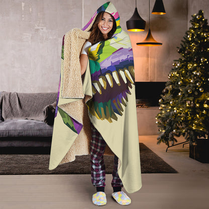 Colorful Tyrannosaurus Rex Print Hooded Blanket