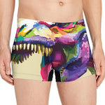 Colorful Tyrannosaurus Rex Print Men's Boxer Briefs
