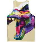 Colorful Tyrannosaurus Rex Print Men's Tank Top