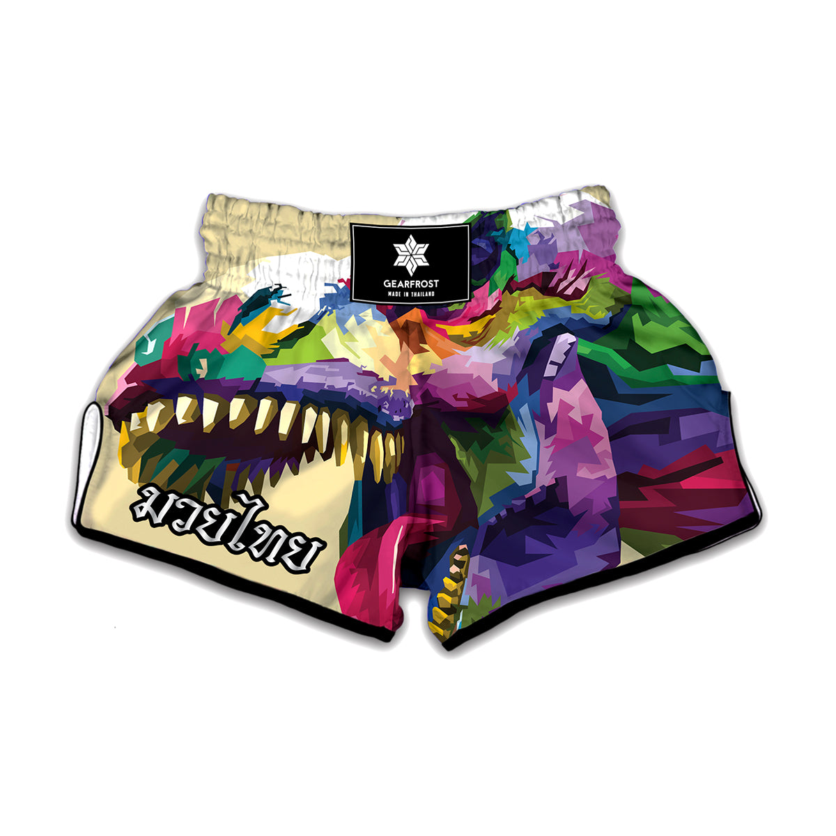 Colorful Tyrannosaurus Rex Print Muay Thai Boxing Shorts