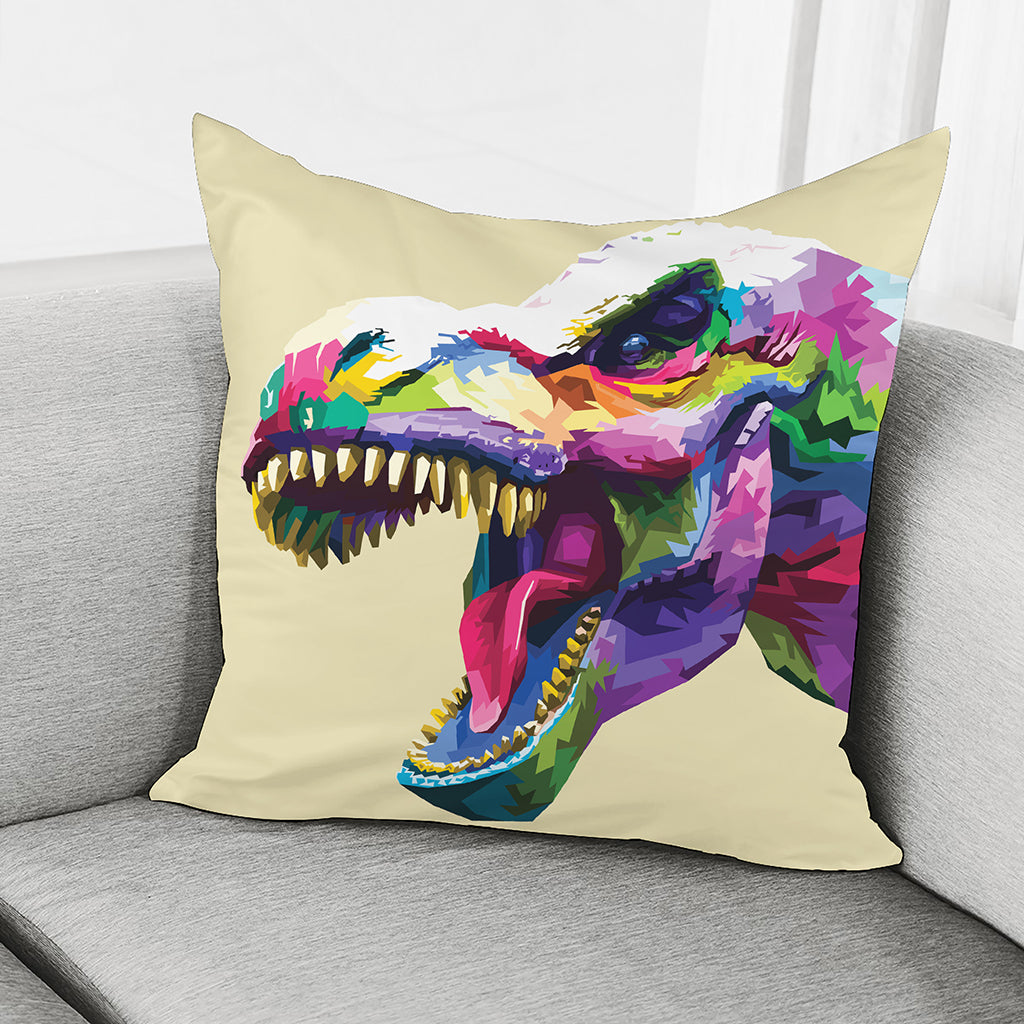 Colorful Tyrannosaurus Rex Print Pillow Cover