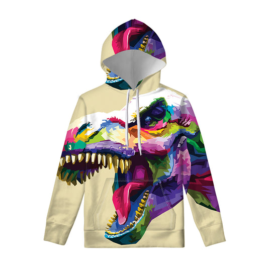 Colorful Tyrannosaurus Rex Print Pullover Hoodie