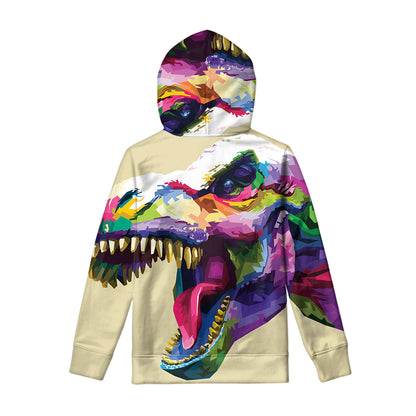 Colorful Tyrannosaurus Rex Print Pullover Hoodie