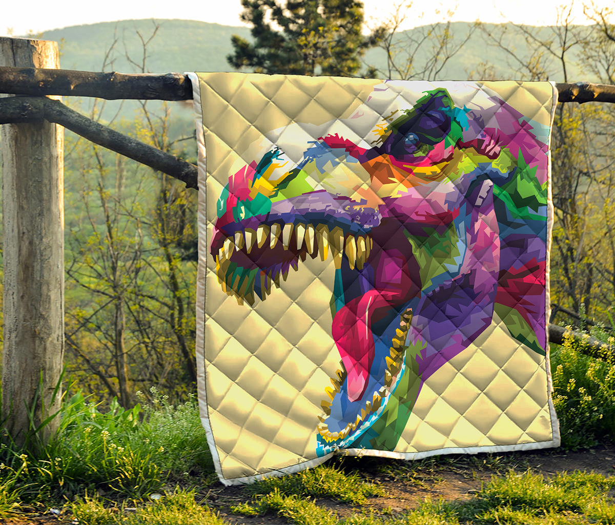 Colorful Tyrannosaurus Rex Print Quilt