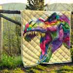 Colorful Tyrannosaurus Rex Print Quilt