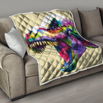 Colorful Tyrannosaurus Rex Print Quilt