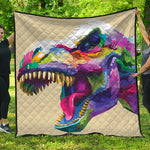 Colorful Tyrannosaurus Rex Print Quilt
