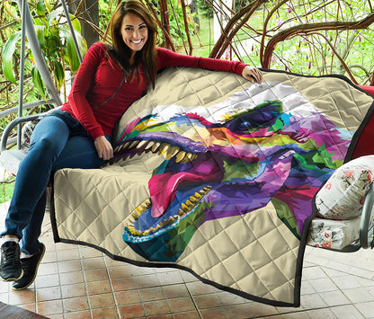 Colorful Tyrannosaurus Rex Print Quilt