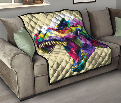 Colorful Tyrannosaurus Rex Print Quilt