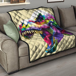 Colorful Tyrannosaurus Rex Print Quilt