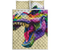 Colorful Tyrannosaurus Rex Print Quilt Bed Set