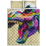 Colorful Tyrannosaurus Rex Print Quilt Bed Set