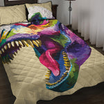 Colorful Tyrannosaurus Rex Print Quilt Bed Set