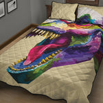 Colorful Tyrannosaurus Rex Print Quilt Bed Set