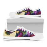 Colorful Tyrannosaurus Rex Print White Low Top Shoes