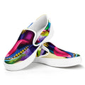 Colorful Tyrannosaurus Rex Print White Slip On Sneakers