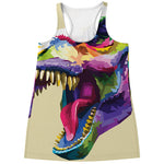 Colorful Tyrannosaurus Rex Print Women's Racerback Tank Top