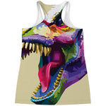 Colorful Tyrannosaurus Rex Print Women's Racerback Tank Top