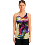 Colorful Tyrannosaurus Rex Print Women's Racerback Tank Top