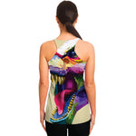 Colorful Tyrannosaurus Rex Print Women's Racerback Tank Top