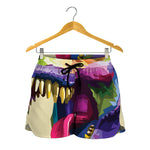 Colorful Tyrannosaurus Rex Print Women's Shorts