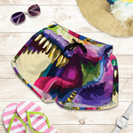 Colorful Tyrannosaurus Rex Print Women's Shorts