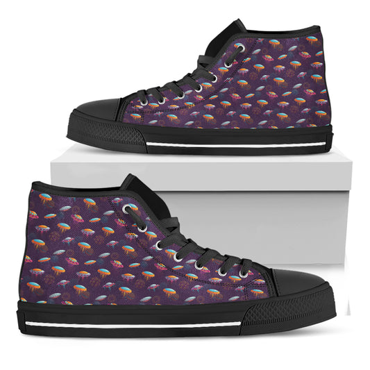 Colorful UFO Pattern Print Black High Top Shoes