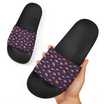 Colorful UFO Pattern Print Black Slide Sandals