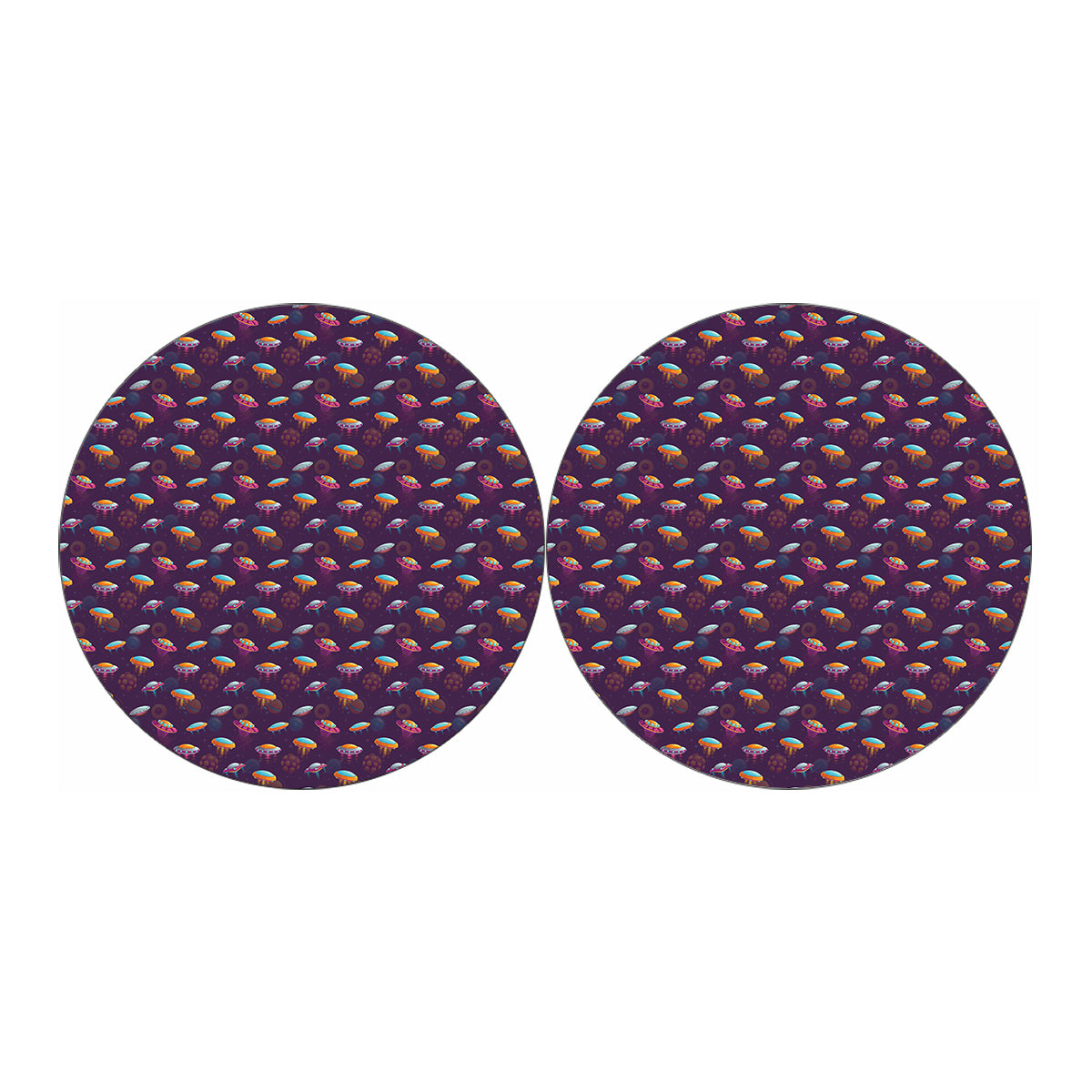 Colorful UFO Pattern Print Car Coasters