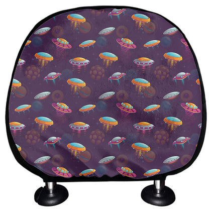 Colorful UFO Pattern Print Car Headrest Covers