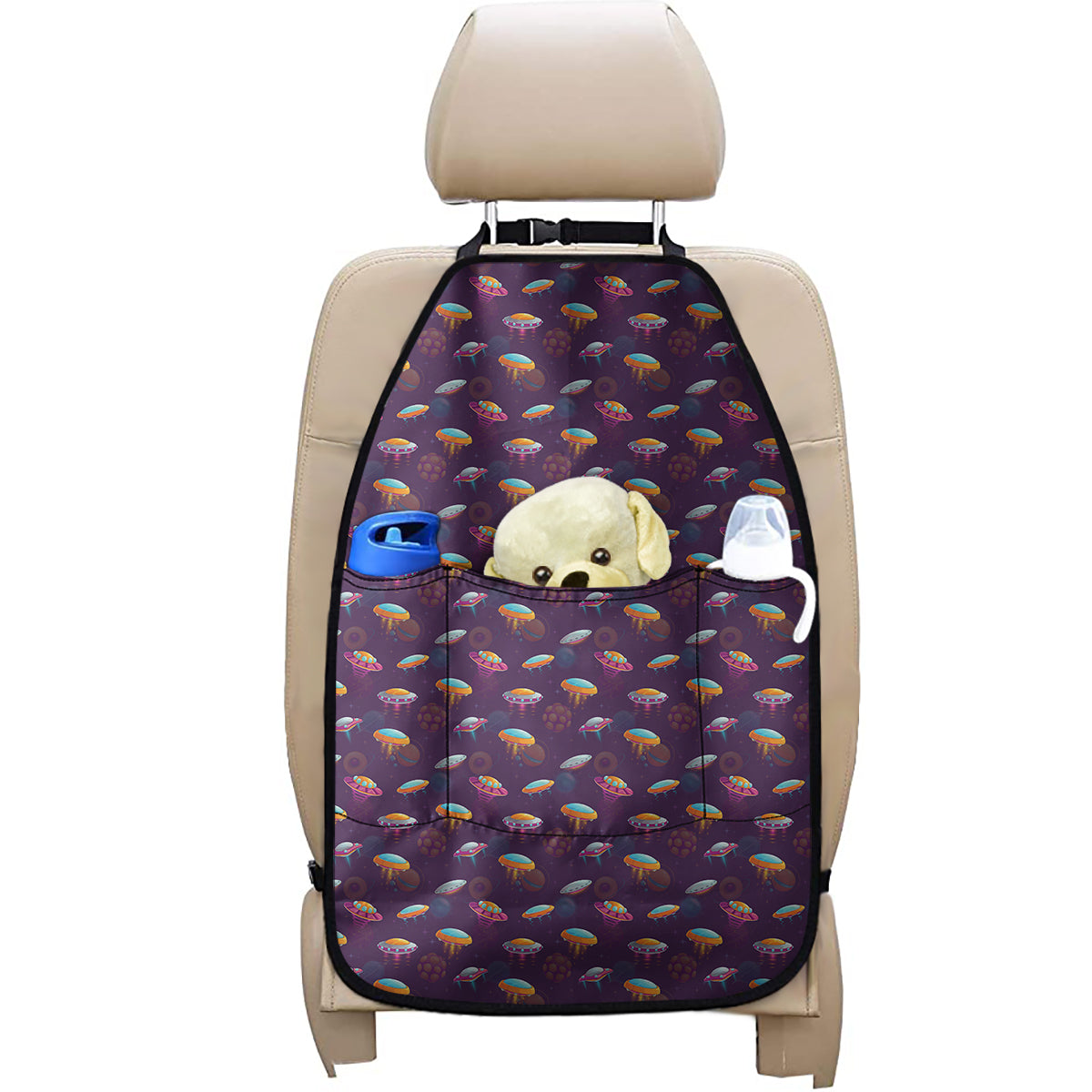 Colorful UFO Pattern Print Car Seat Organizers
