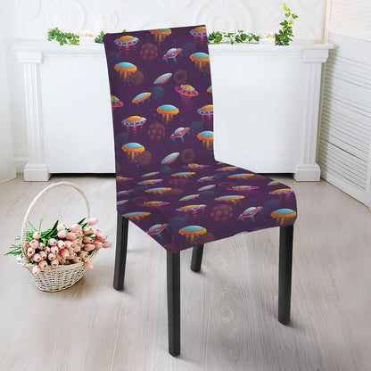 Colorful UFO Pattern Print Dining Chair Slipcover
